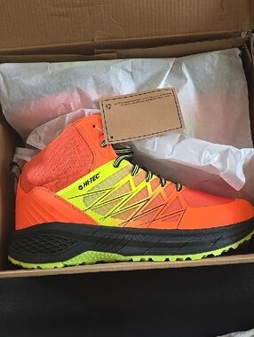 Hi-Tec Men's Orange and Neon Yellow Trail High-Top Sneaker